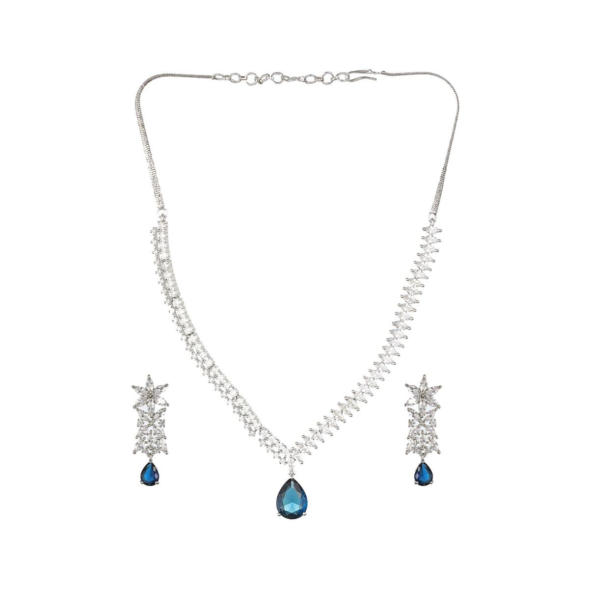 Swarovski Crystal Sterling Silver Dainty Teardrop Necklace And Earring –  TheMillenniumBride