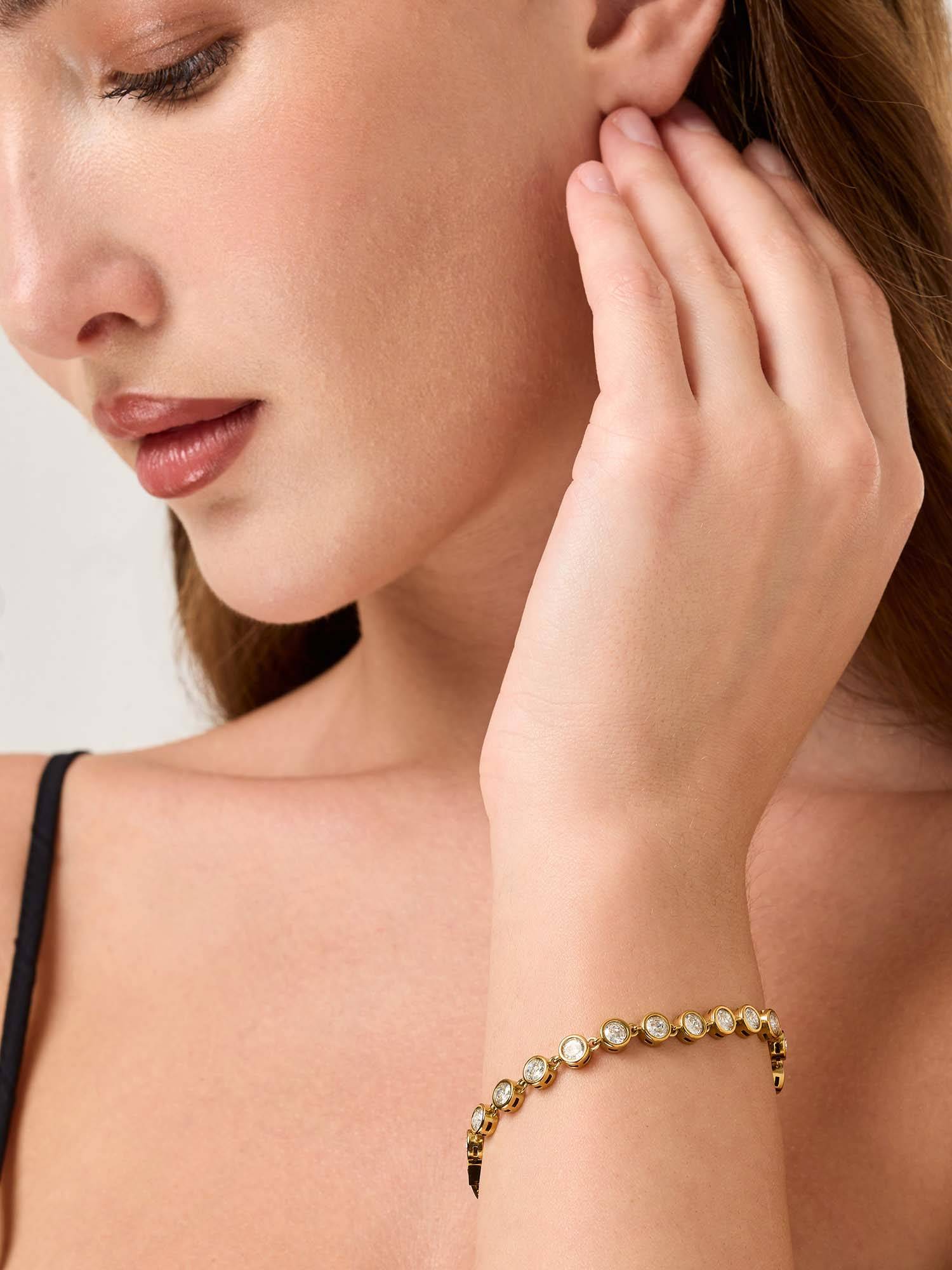 White Lies Crystal Line Adjustable Bracelet Gold