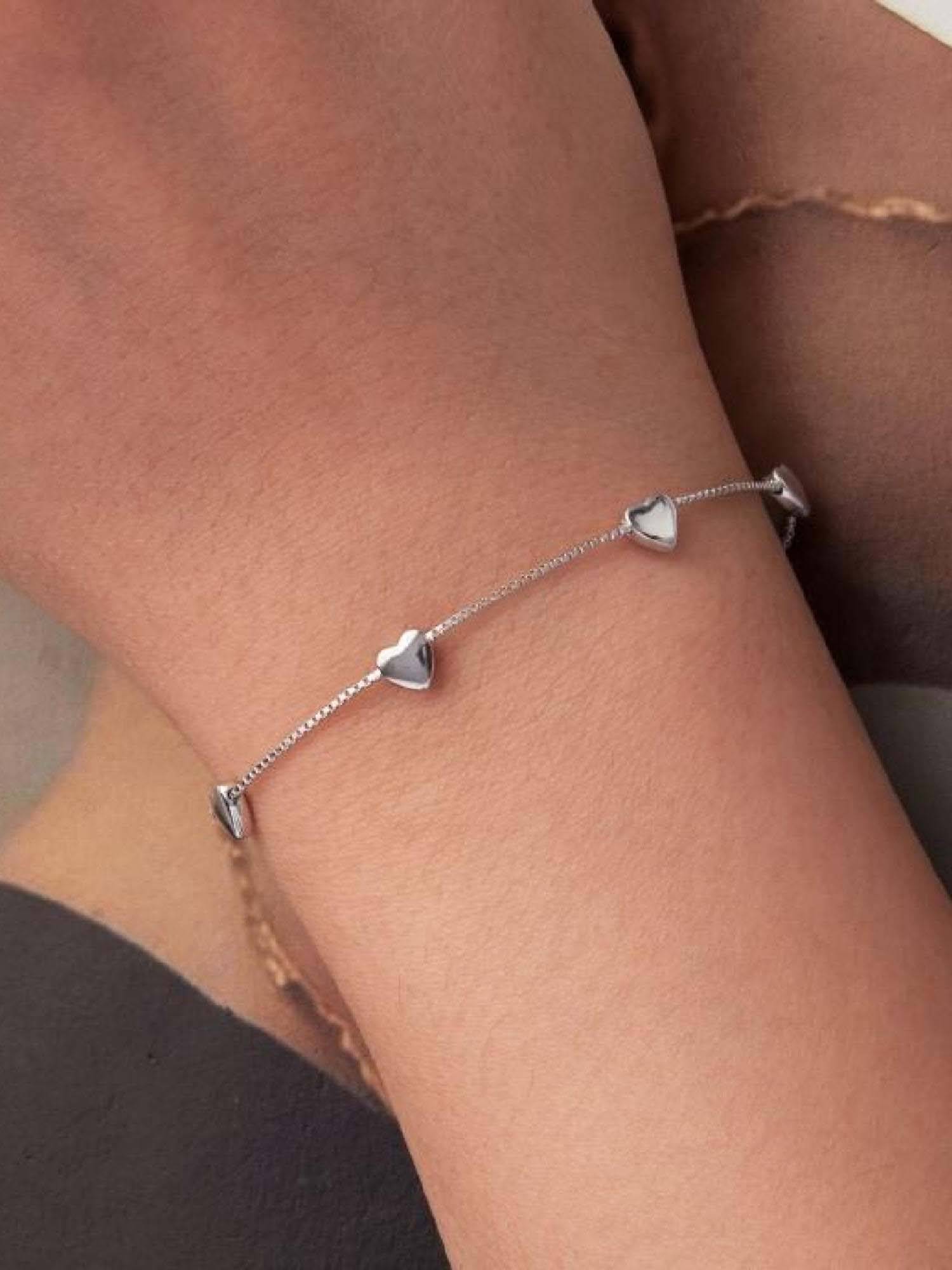 White Lies Siver Heart Adjustable Bracelet
