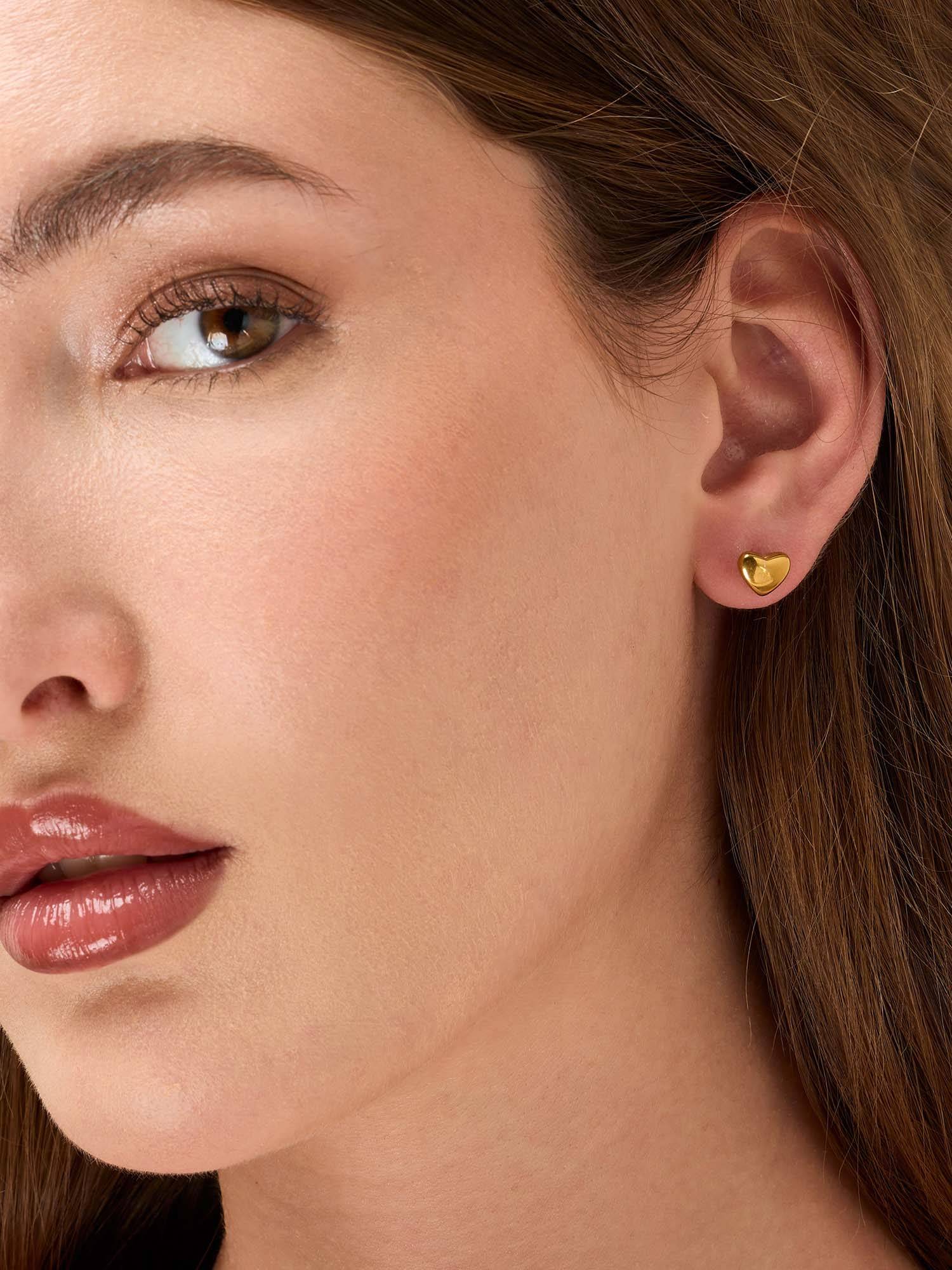 White Lies Gold Heart Stud Earring