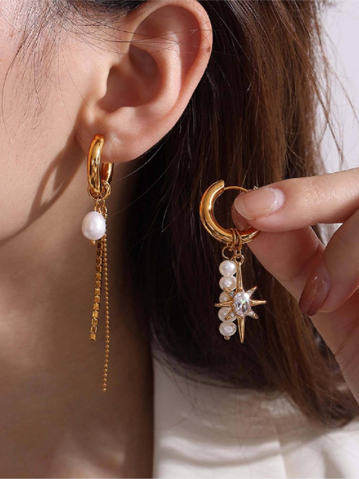 White Lies Starlit Hoops Drop Earrings