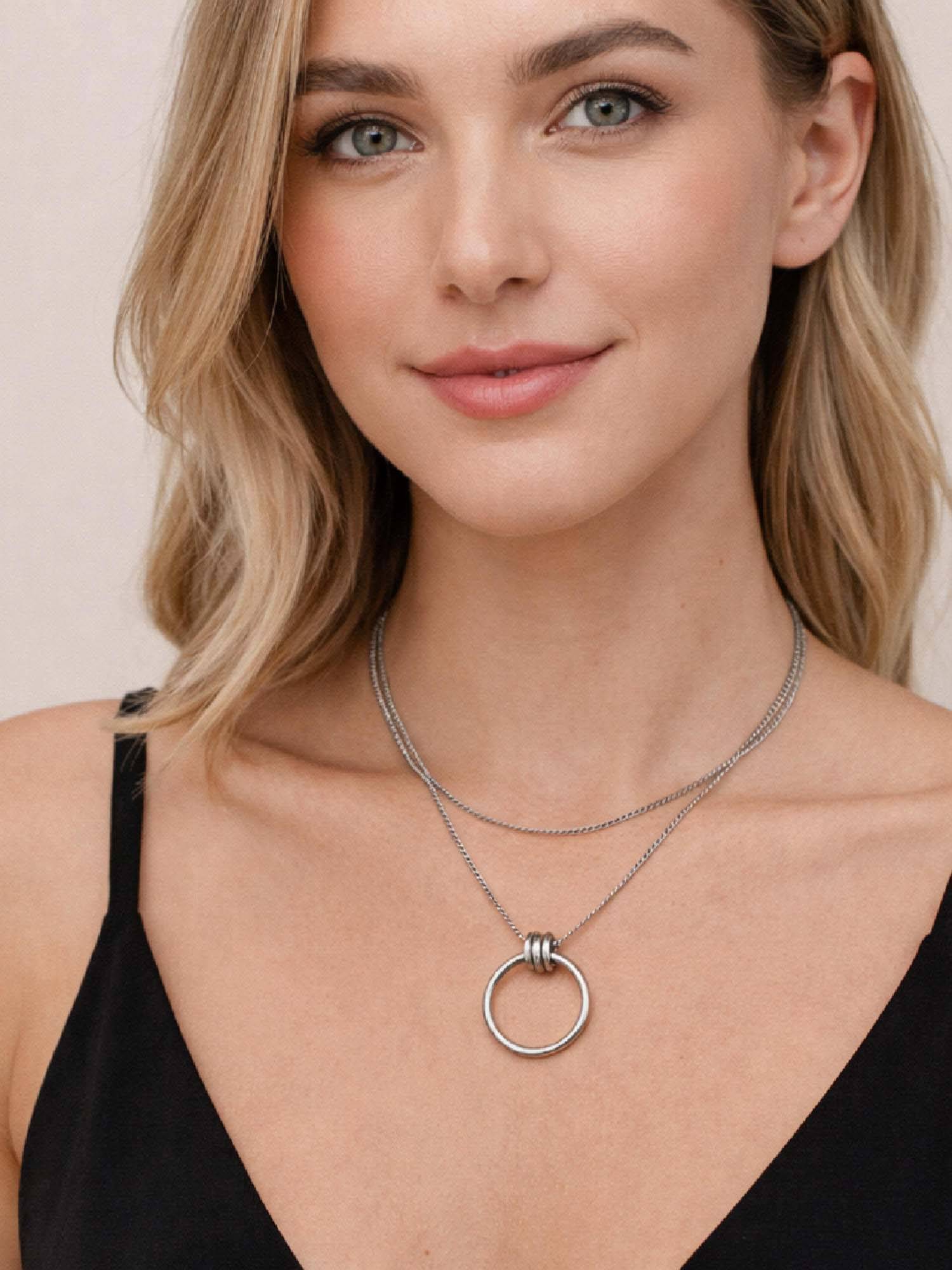White Lies Two Layer Circle Necklace
