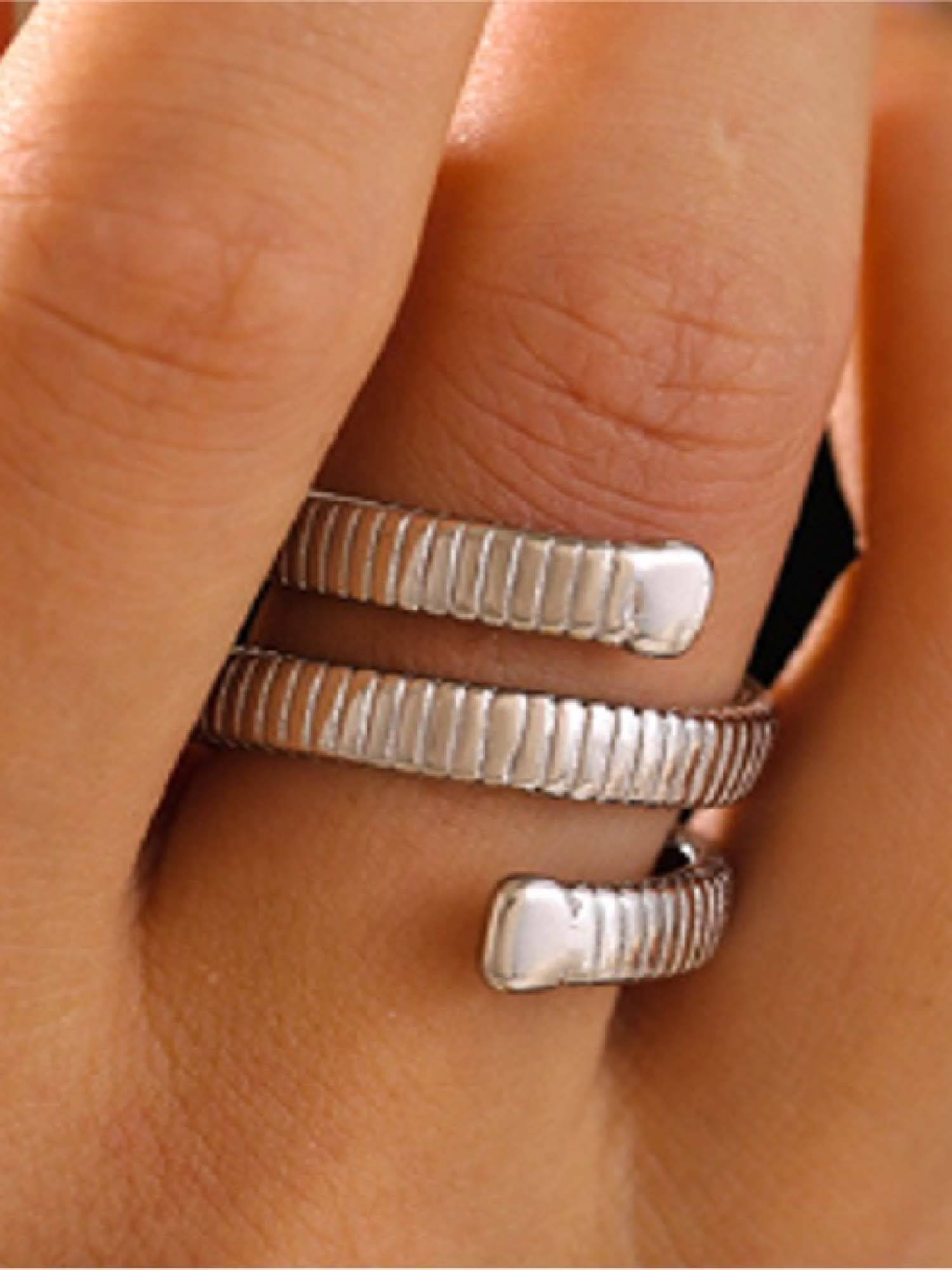 White Lies Coil Muse Adjustable Ring Silver