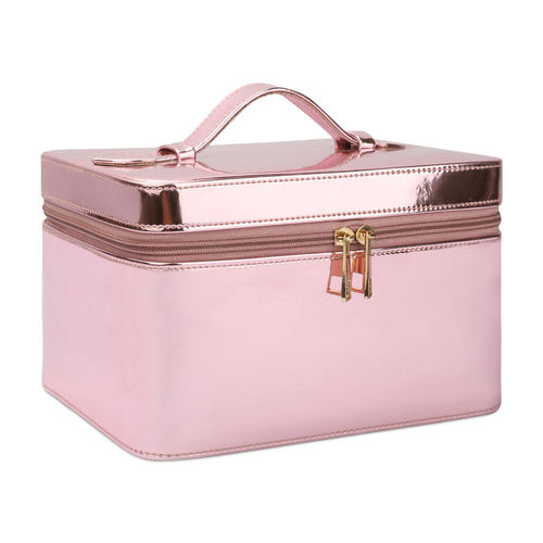 Rose Gold Small Cosmetic Bag,Portable Cute Travel Makeup Bag for Women