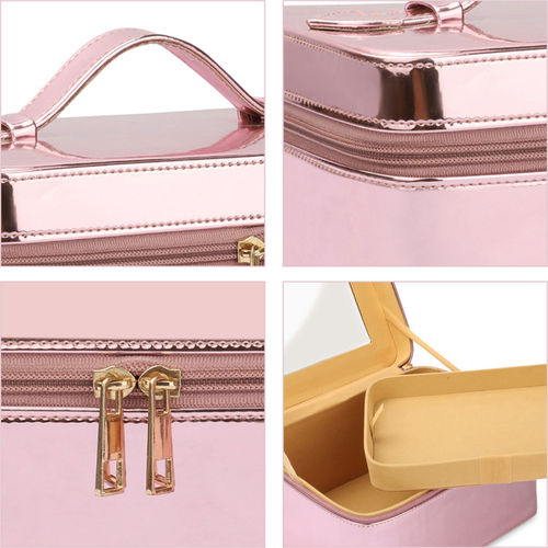 NFI Essentials Makeup Bag Cosmetic Box Jewelry Bridal Box Make Up Box  Trousseau Box (light Pink) (1)