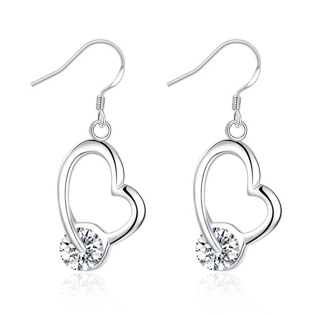 Peora Silver Plated Heart Fish Hook Earrings For Women Girls (PX9E07)