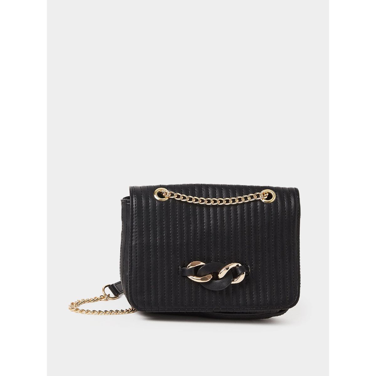 Infinity Chain Detail Flap Crossbody Bag