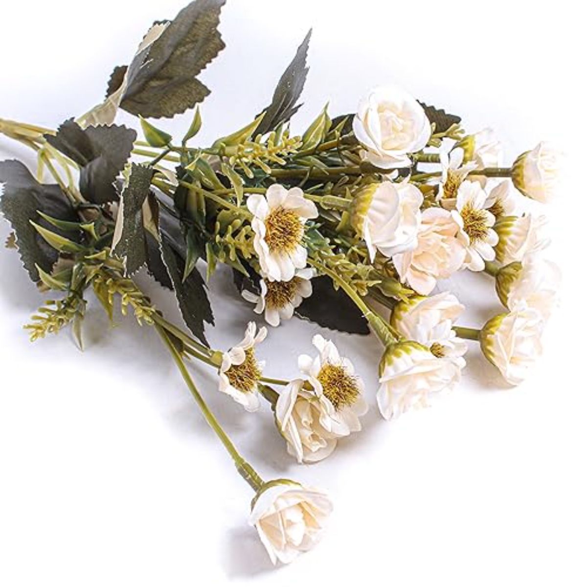 Itsy Bitsy Artificial Flower Zinnia And Rose Bunch Cream 9.5Inch Buy Itsy Bitsy Artificial