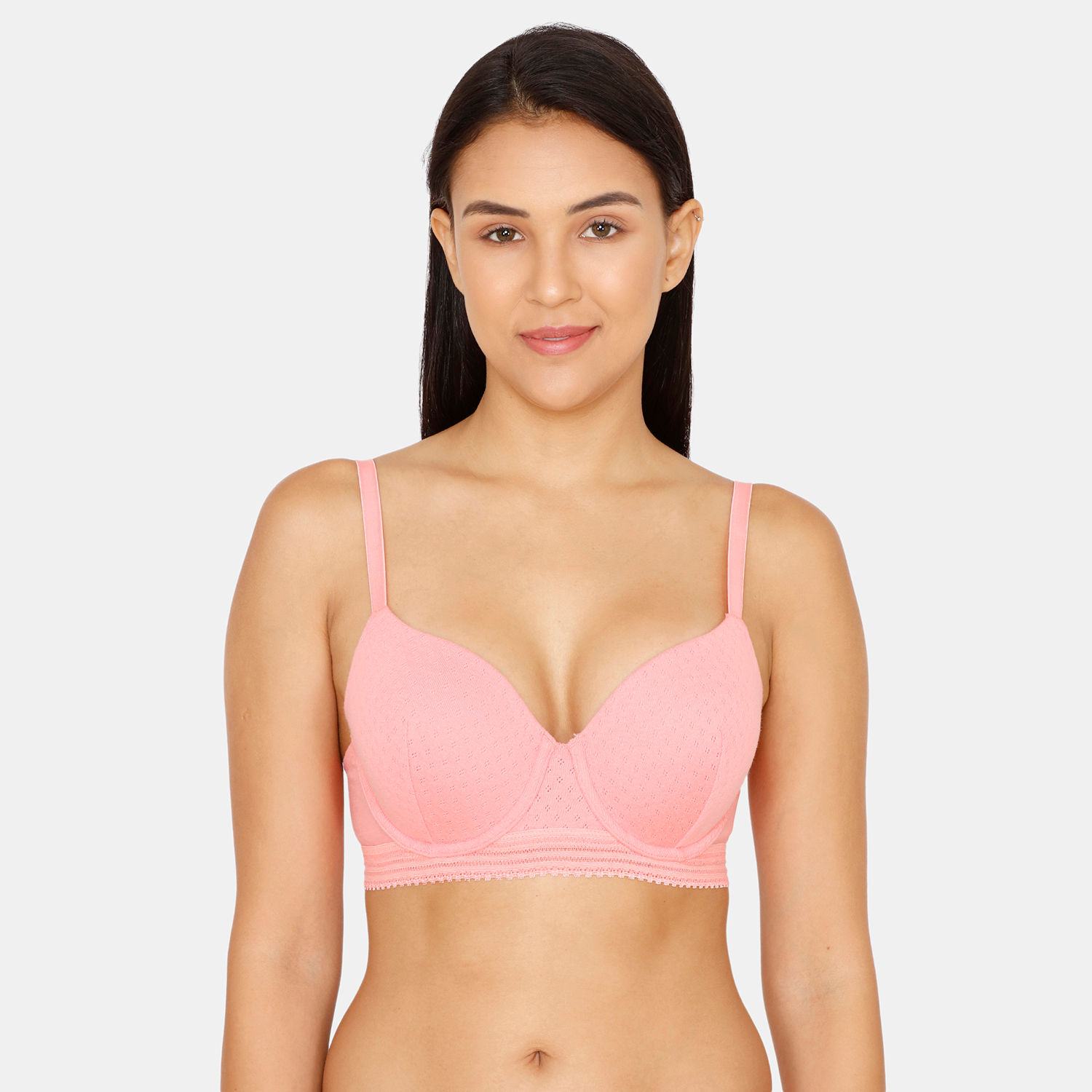 Buy Zivame Pointelle Push-Up Wired Medium Coverage Bra - Pink at Rs.538  online