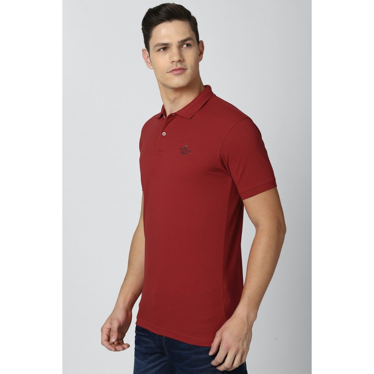 Buy Peter England Men Maroon Solid Polo T-shirts Online