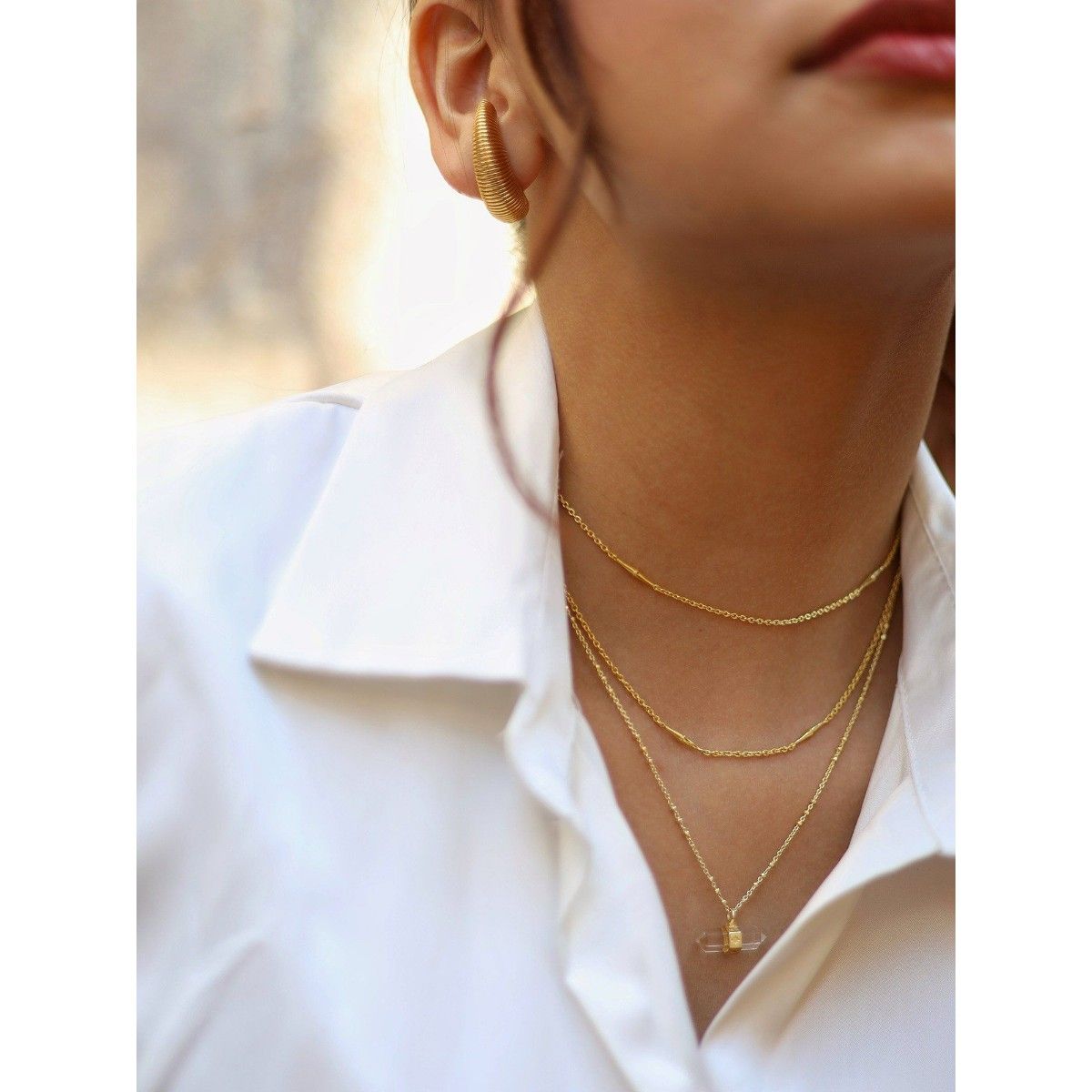 Buy Perfectly Average Clear Crystal Necklace | 18K Gold Plated ...