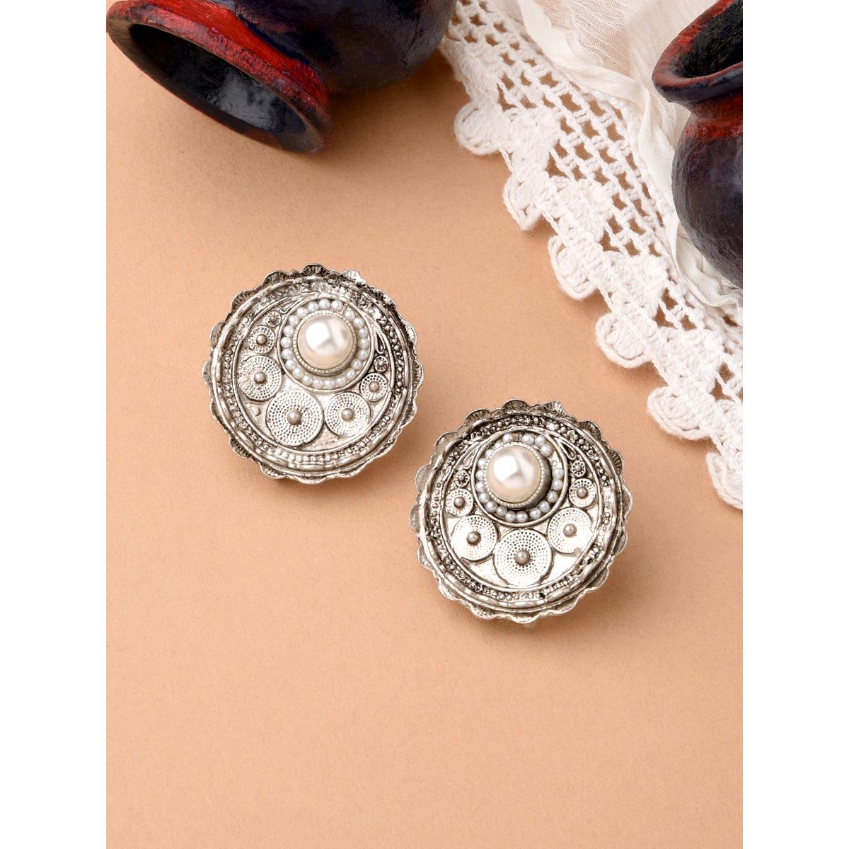 Filigree Design Jali Rectangle Shape Silver Plated Earring Fashion Jewellery   Gem O Sparkle