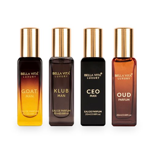Bella Vita Organic Man Luxury Perfume Gift Set 4x20 ML for Men with  Dominus, Oud, CEO, Impact Perfume|Woody, Citrusy Long Lasting EDP & EDC  Fragrance