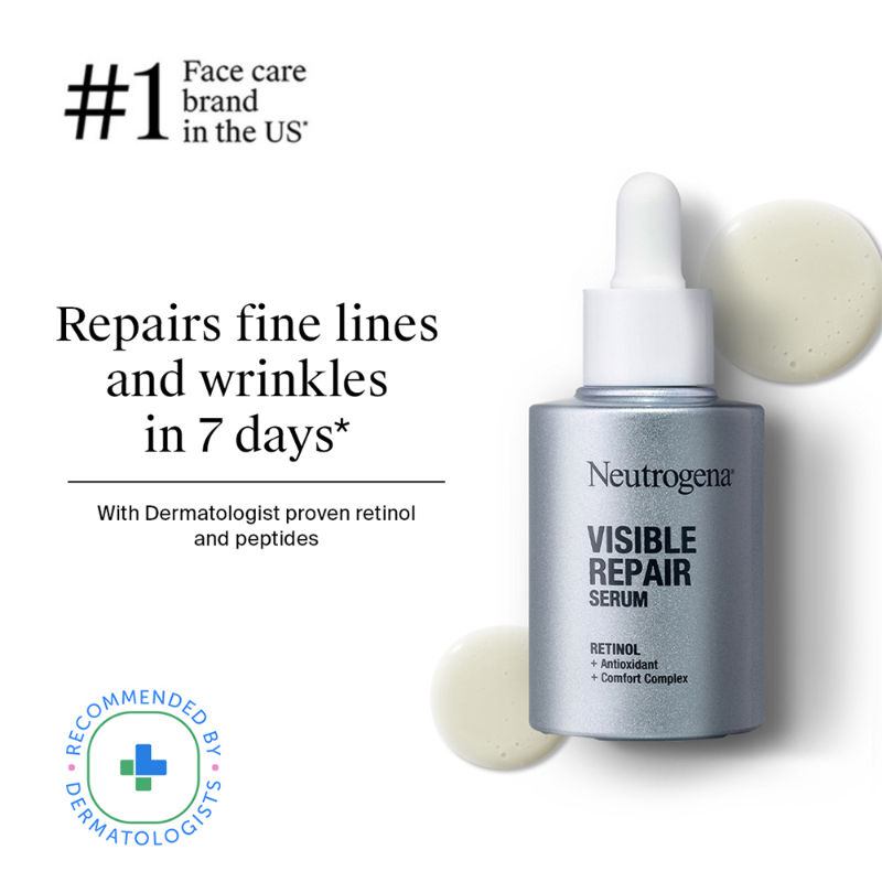 Neutrogena Visible Repair Anti-Ageing Retinol + Peptide Night Face Serum For Wrinkles & Fine Lines