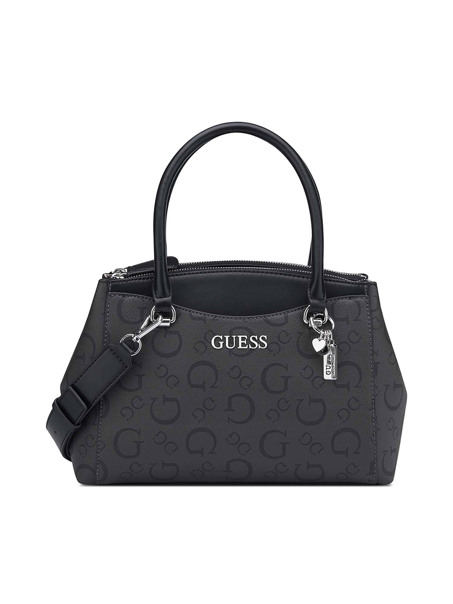 Guess Black Pvc Printed Handheld Bag with Detachable Strap