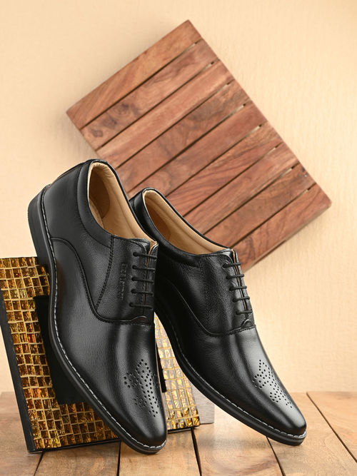 CLOG LONDON Black Leather Formal Brogue Shoes for Men