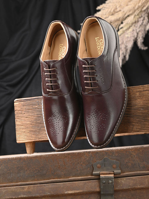 CLOG LONDON Brown Leather Formal Brogue Shoes for Men