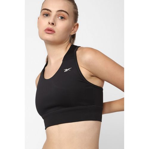 black solid sports bra