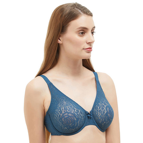 Buy Wacoal Nylon Non Padded Underwired Lace Bra -851205 - Blue Online