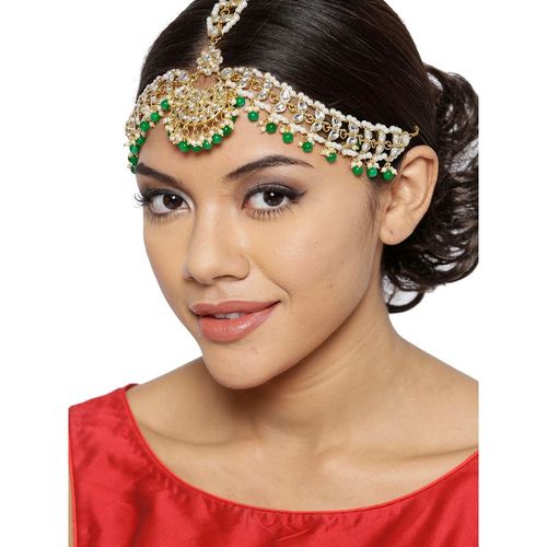 Maang Tikka With Matha Patti Viraasi Gold Plated Kundan Maang