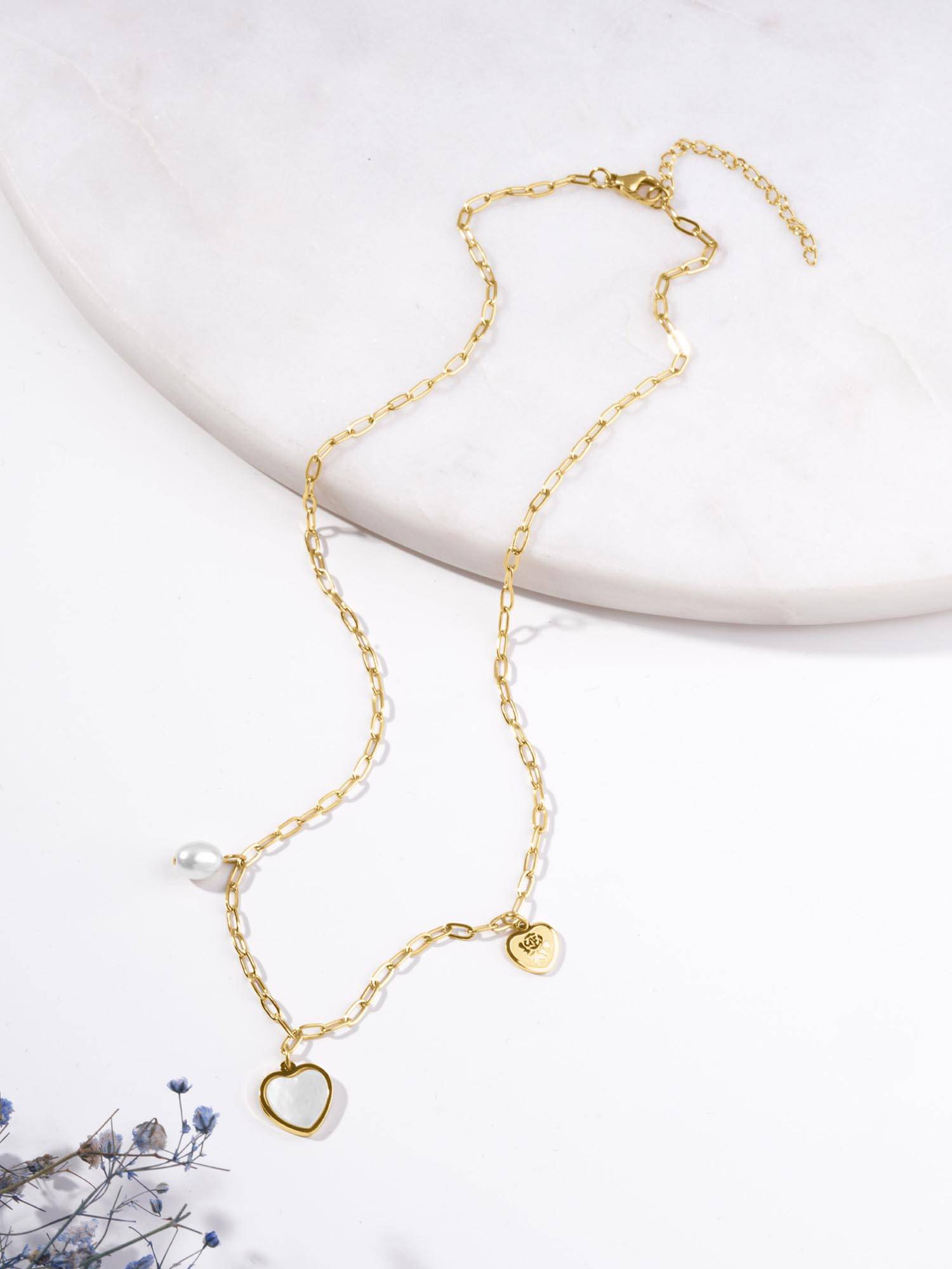 Palmonas Soft Promise Heart Chain Necklace for Women - Waterproof and Anti-Tarnish