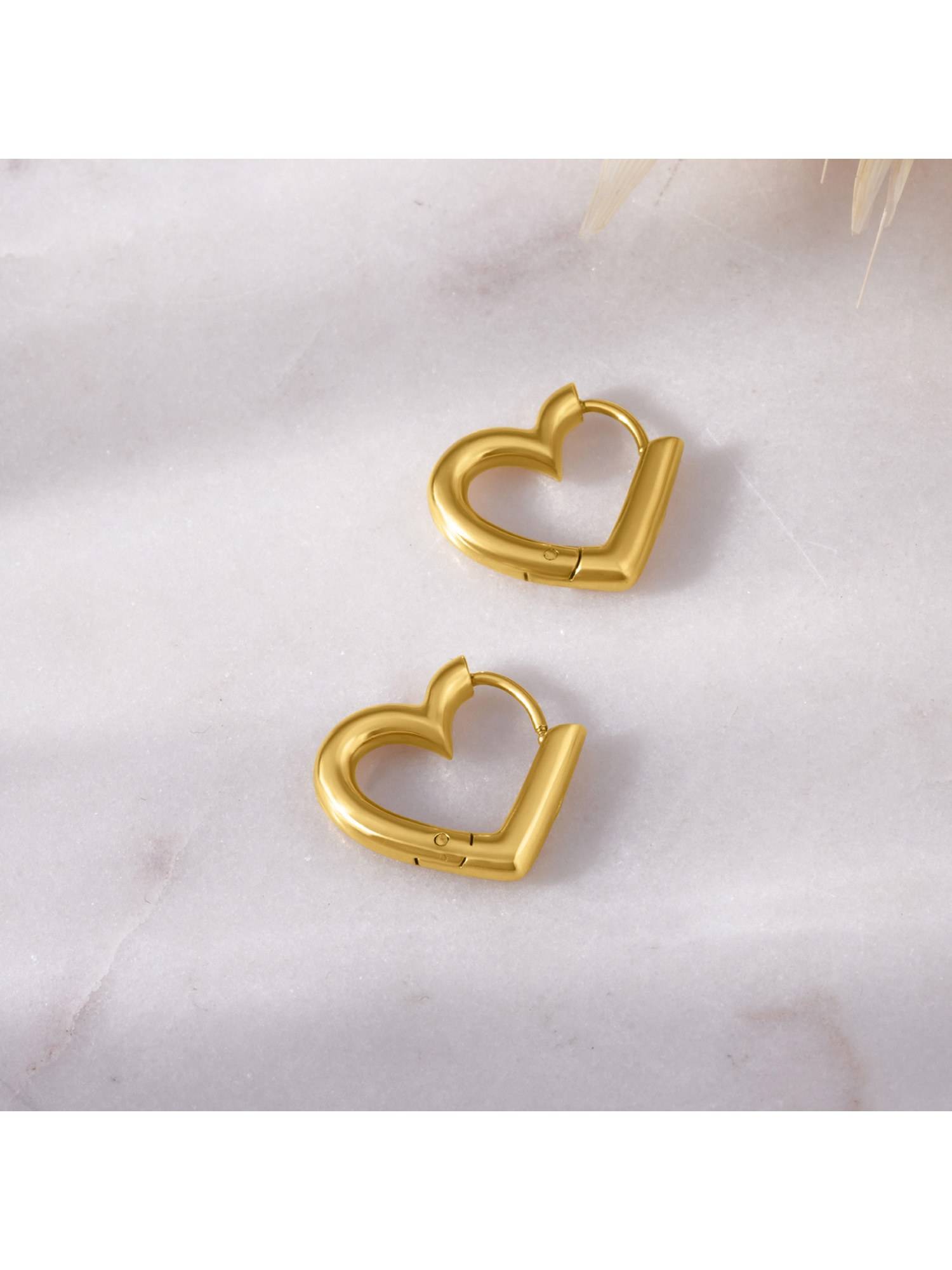 Palmonas Golden Heart Arc Hoop Earring for Women - Waterproof and Anti-Tarnish