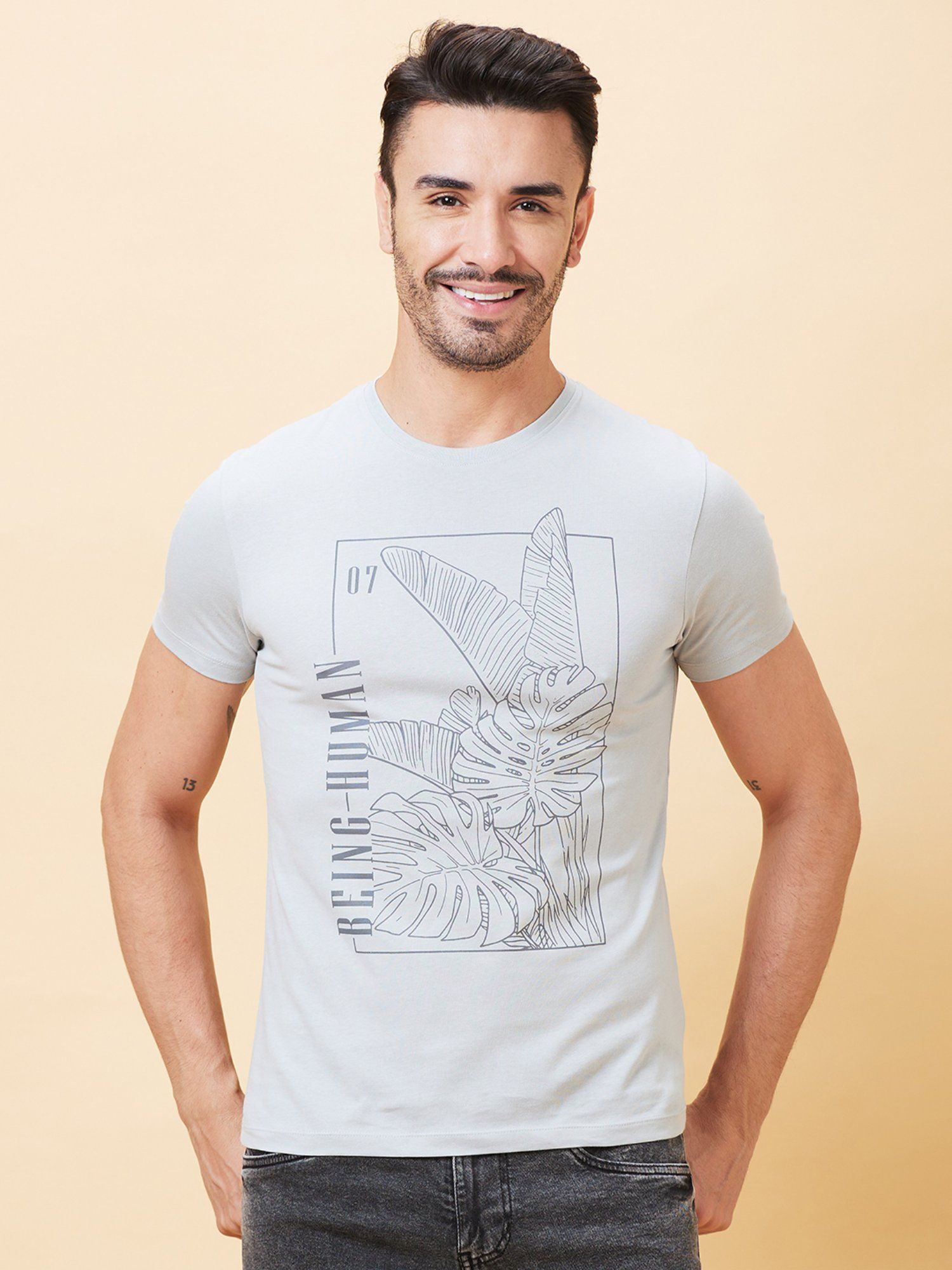 Being human grey t shirt best sale