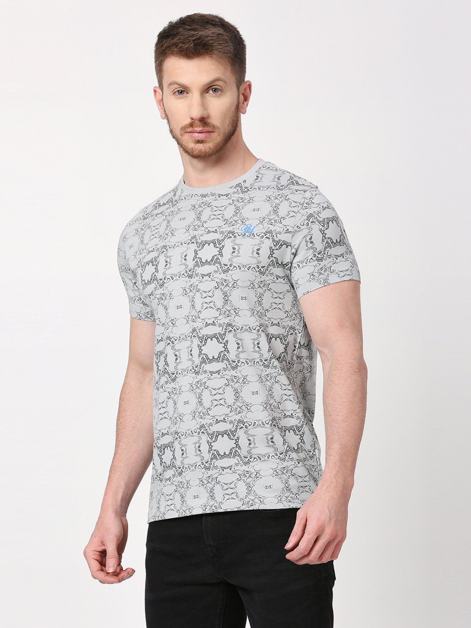 Buy Being Human Men s Crew Neck Light Grey T shirt Online