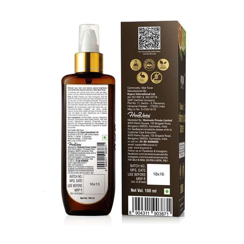 WOW Skin Science Vitamin C Skin Mist Toner Buy WOW Skin Science