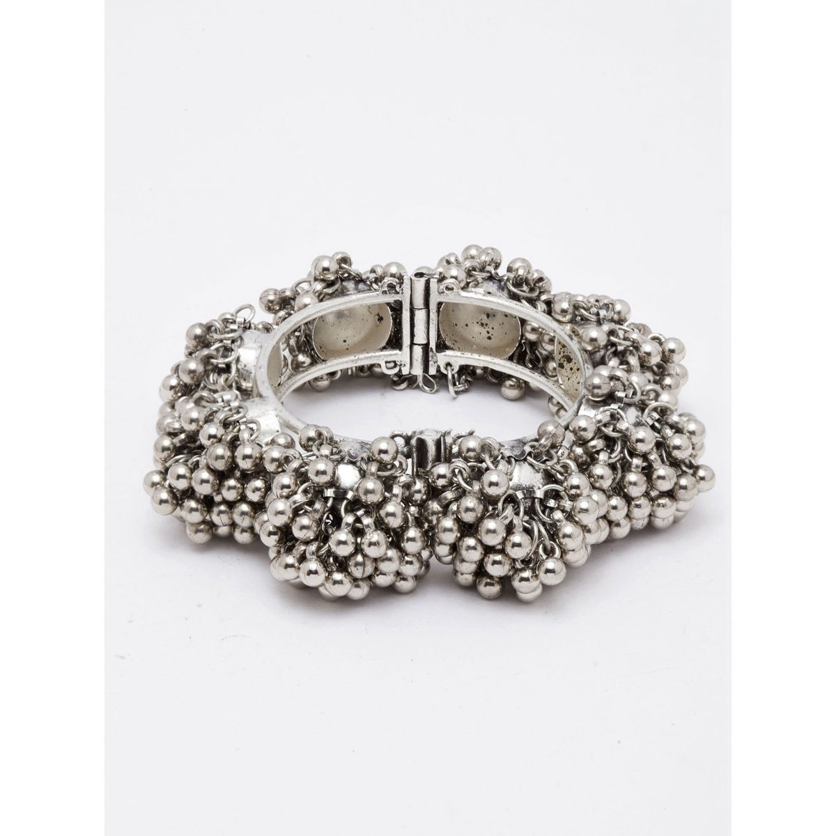 Moedbuille Ghungroo Studded Layered Design Oxidised Silver Plated ...