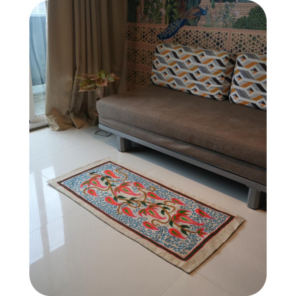 Swadeh Aqua Bloom- Living Room Rug
