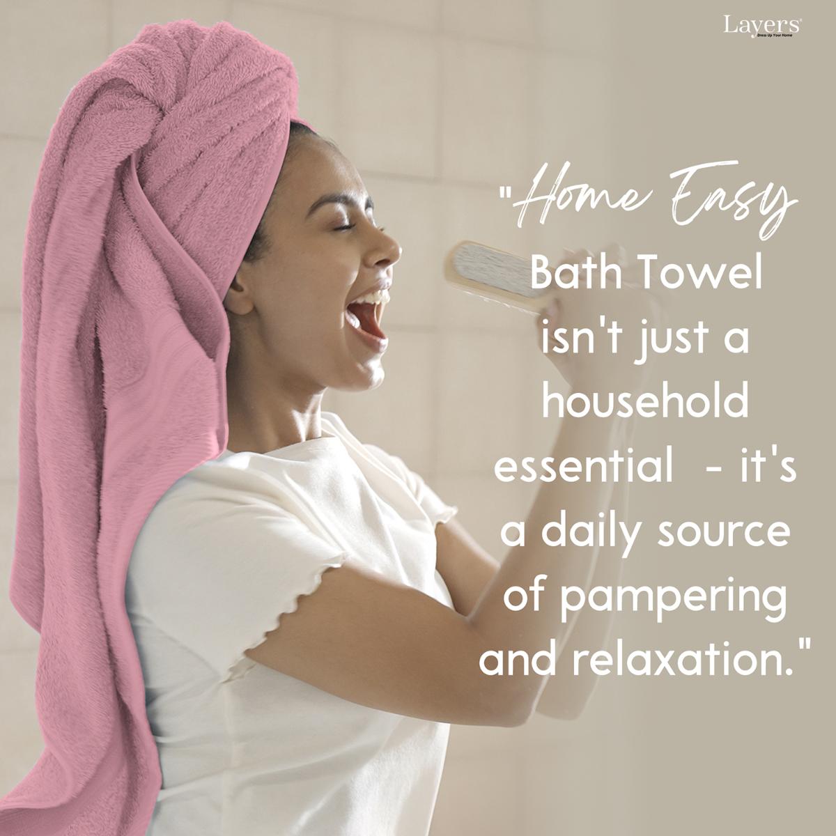 Layers Home Easy Cotton 450 Gsm Pink Bath Towel (L)