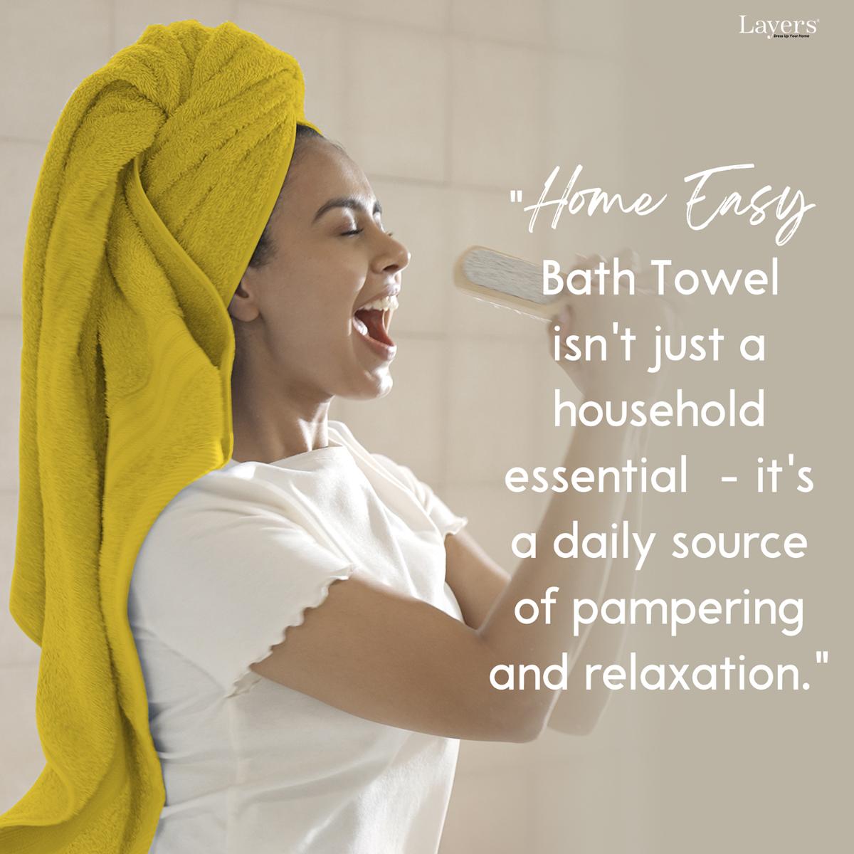 Layers Home Easy Cotton 450 Gsm Yellow Bath Towel (L)