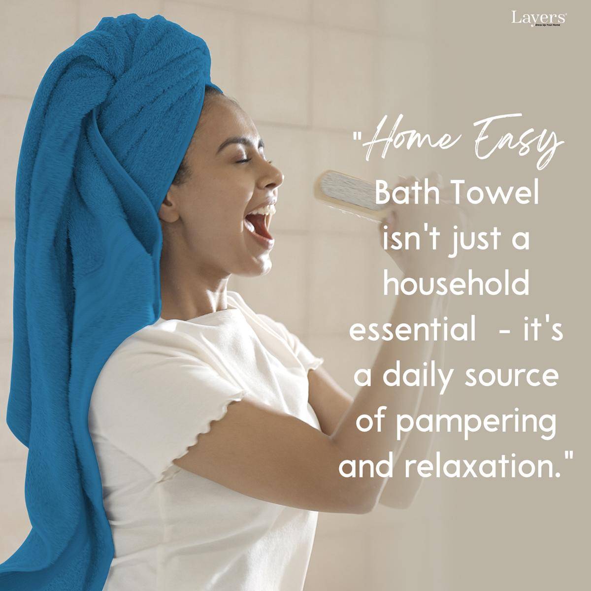 Layers Home Easy Cotton 450 Gsm Blue Bath Towel (L)
