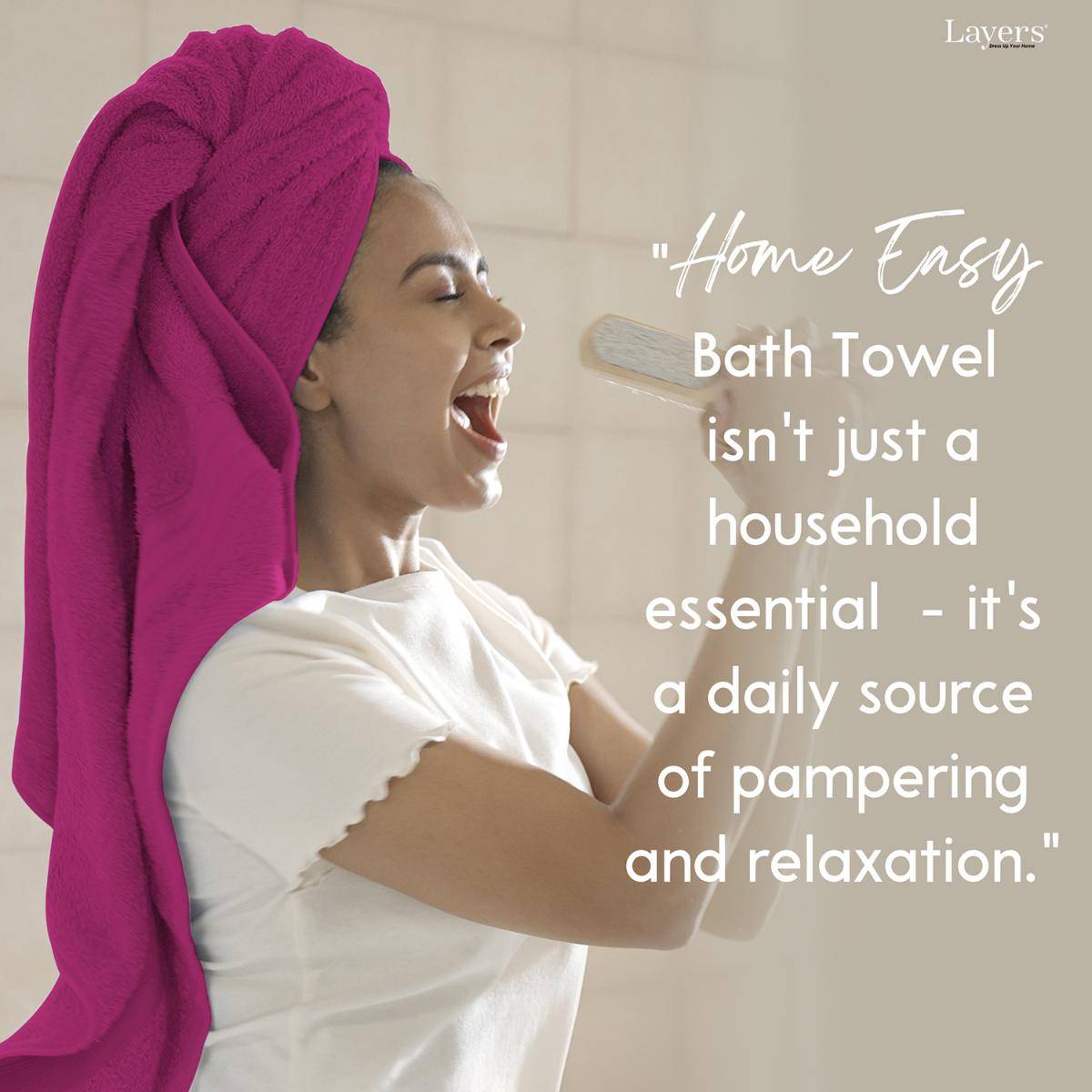 Layers Home Easy Cotton 450 Gsm Pink Bath Towel (L)
