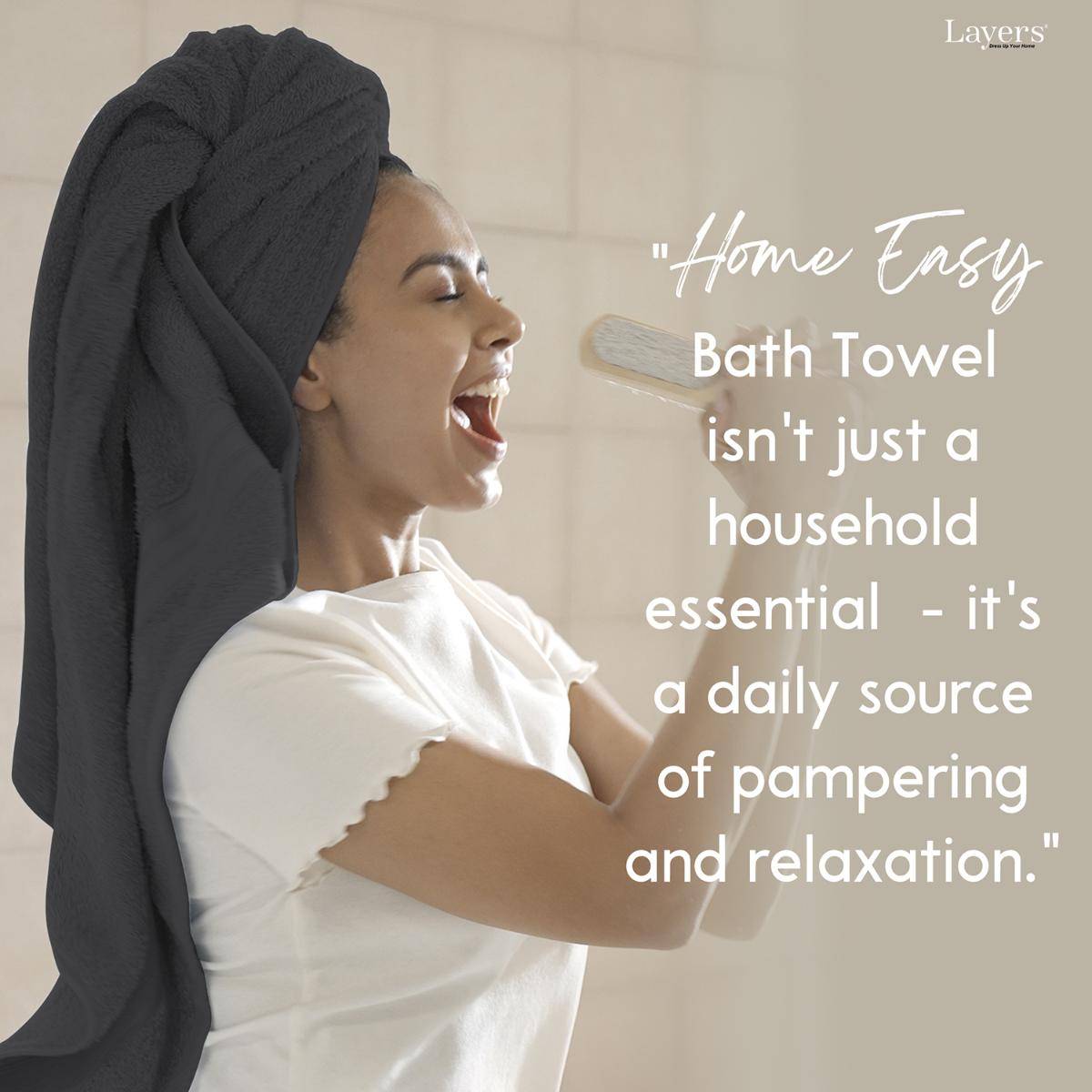 Layers Home Easy Cotton 450 Gsm Grey Bath Towel (L)