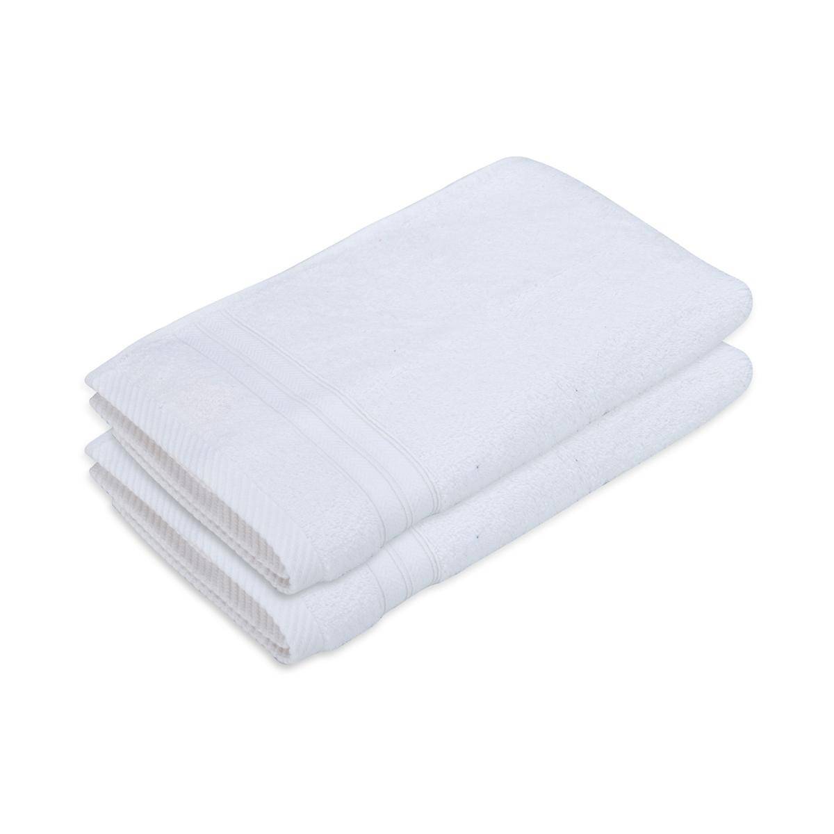 Layers Home Easy Cotton 450 Gsm White Hand Towels - Pack of 2 (M)