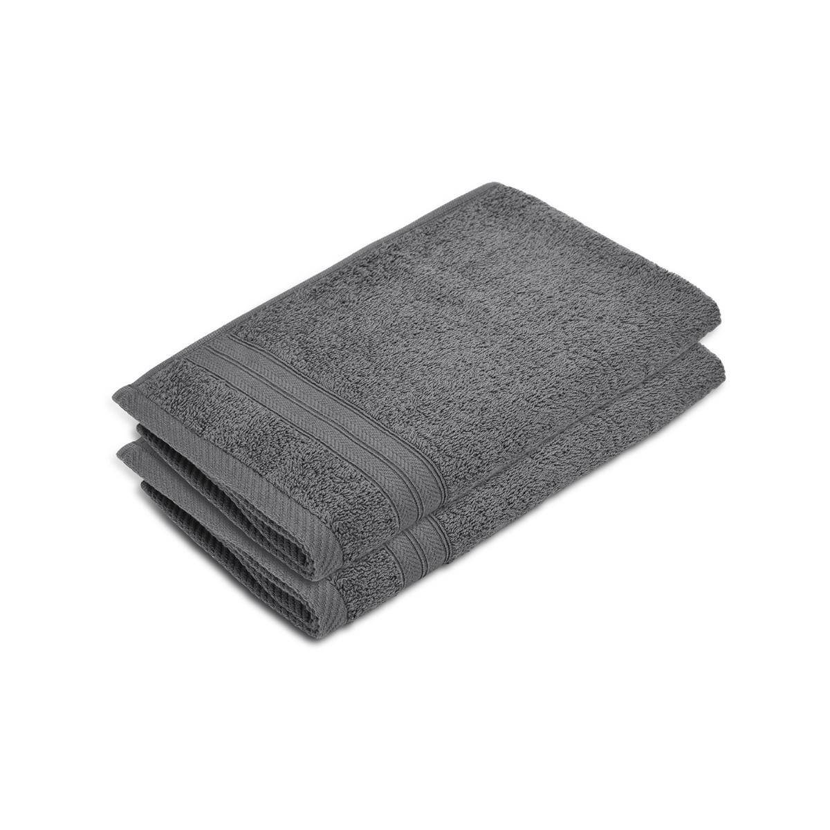 Layers Home Easy Cotton 450 Gsm Grey Hand Towels - Pack of 2 (M)