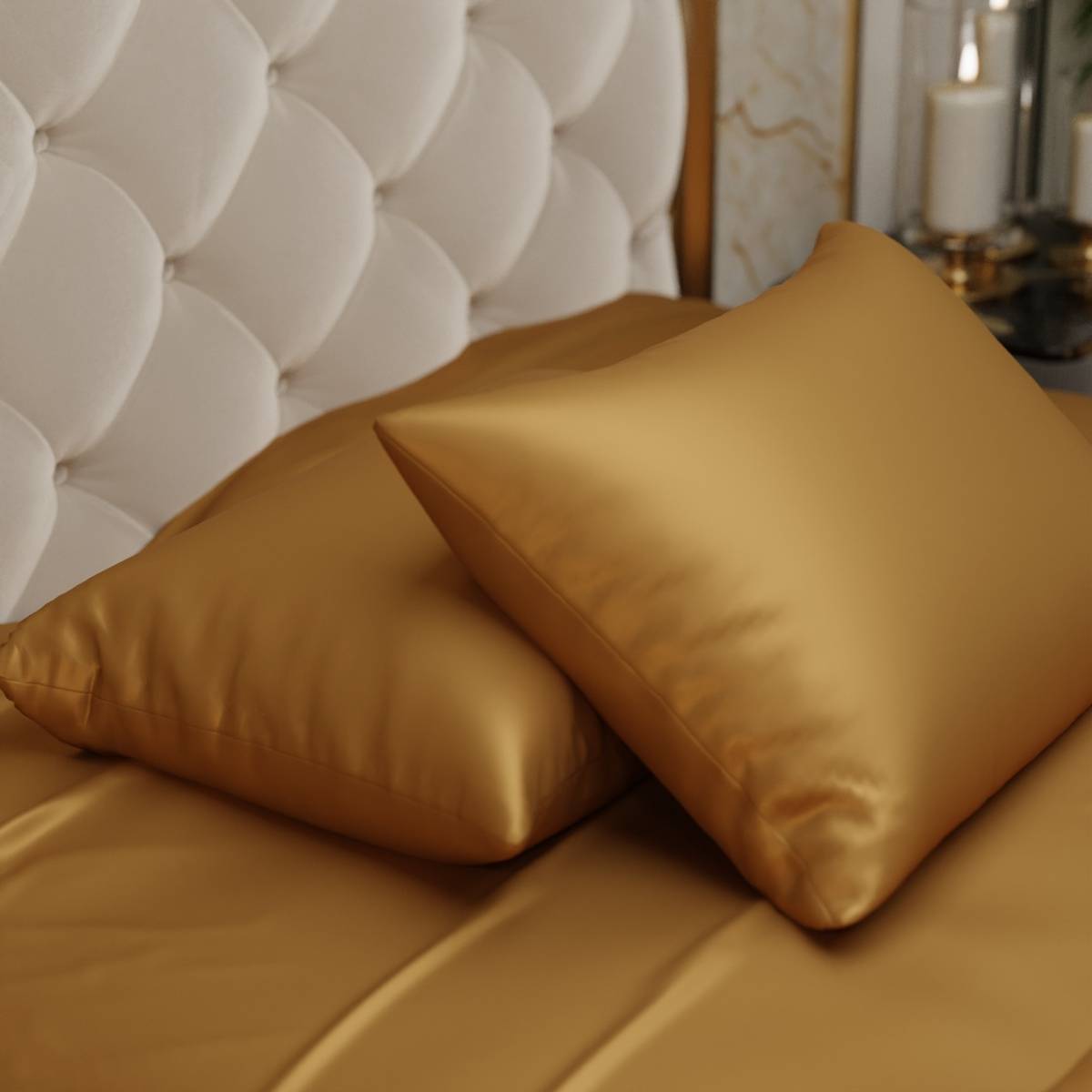 Stoa Paris Gold Ultra Satin Pillow Covers (Set Of 2)