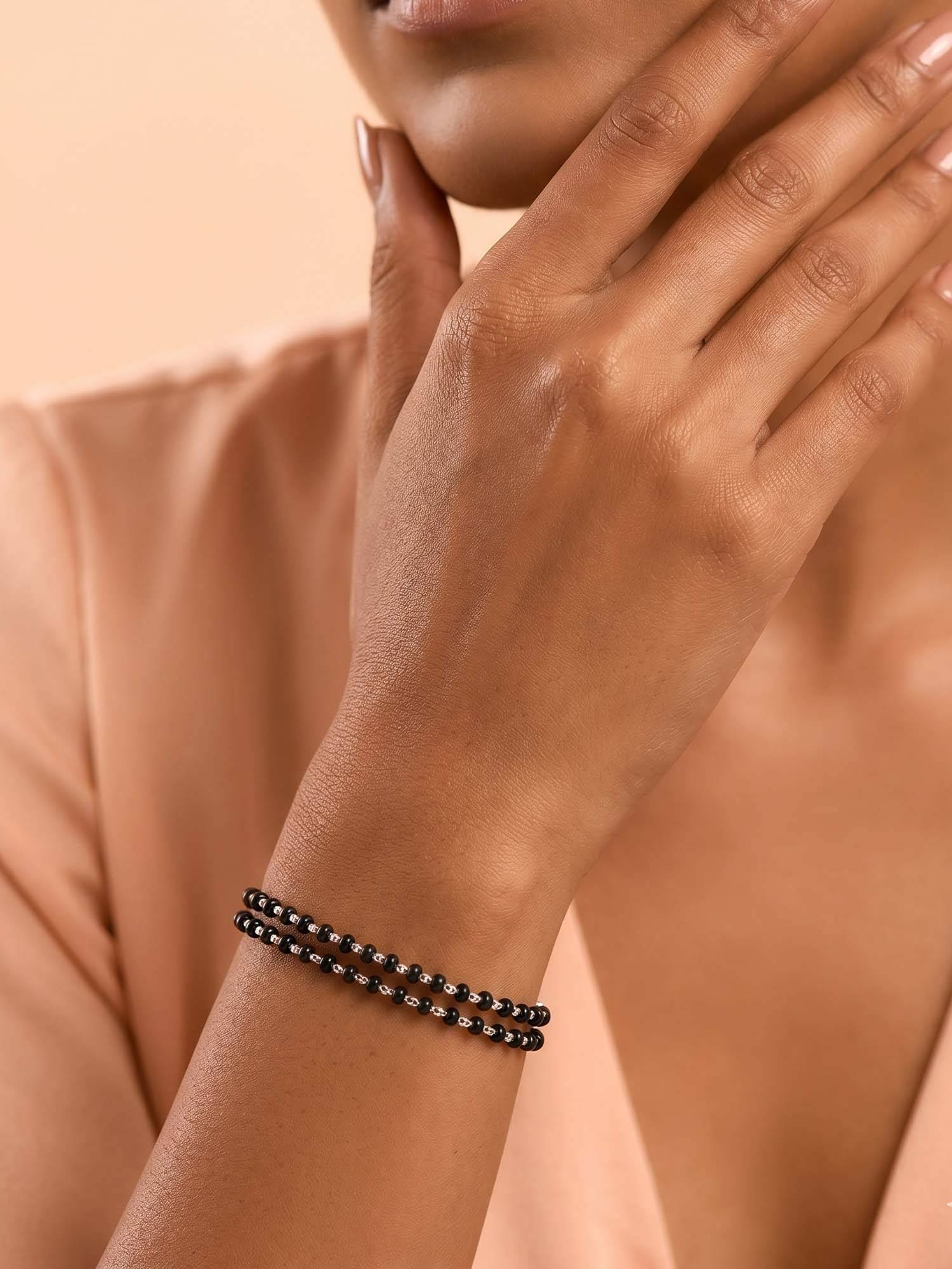 925 SILLER Black Stones Silver Jewellery Bracelet