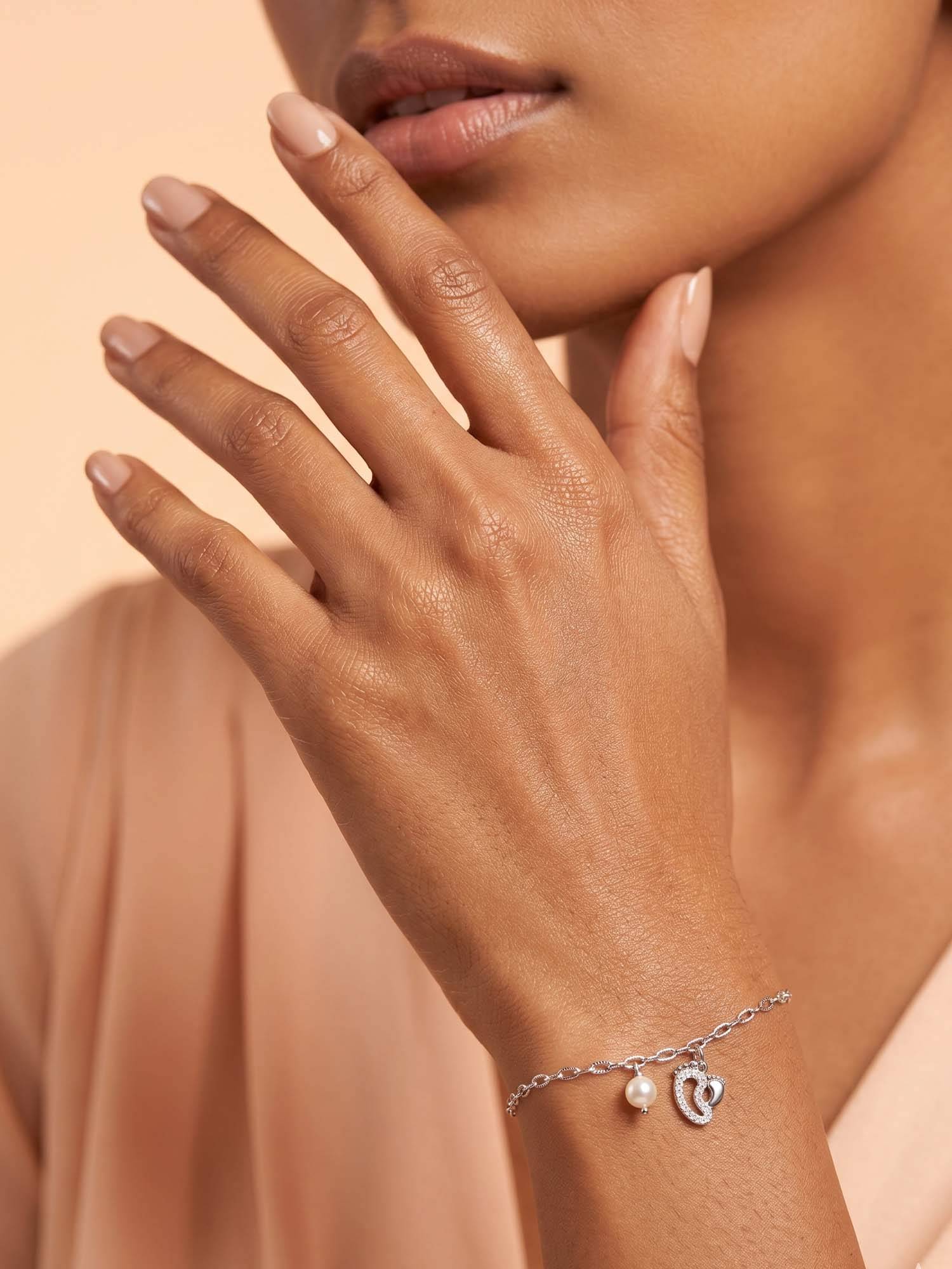925 SILLER White Stones Silver Jewellery Bracelet