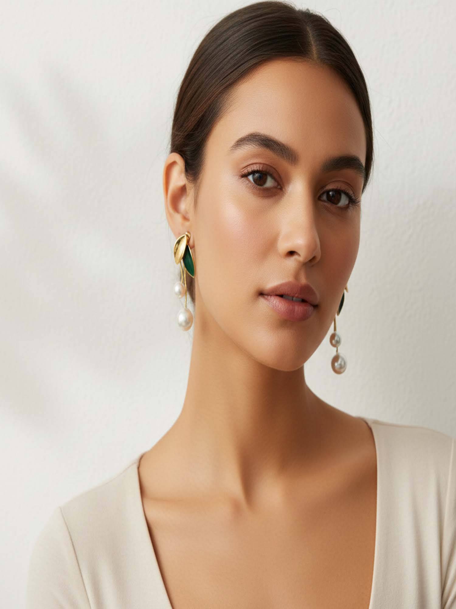 Jewelz White Pearl Western Pair Of Earrings