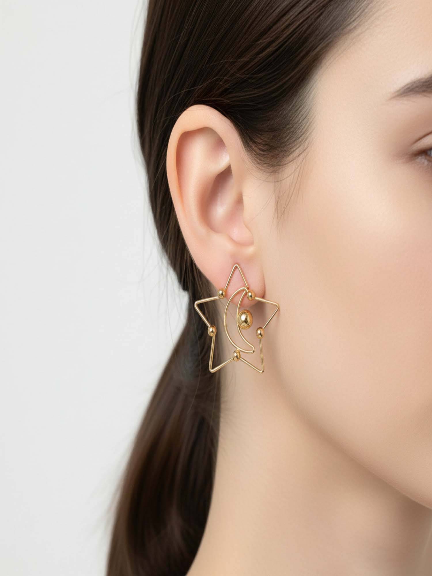 Jewelz Gold Contemporary Western Pair Of Earrings