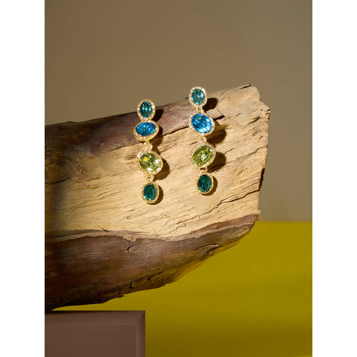 Zaveri Pearls Shades of Blue and Green Stones Party Bling Drop Earring-ZPFK21116