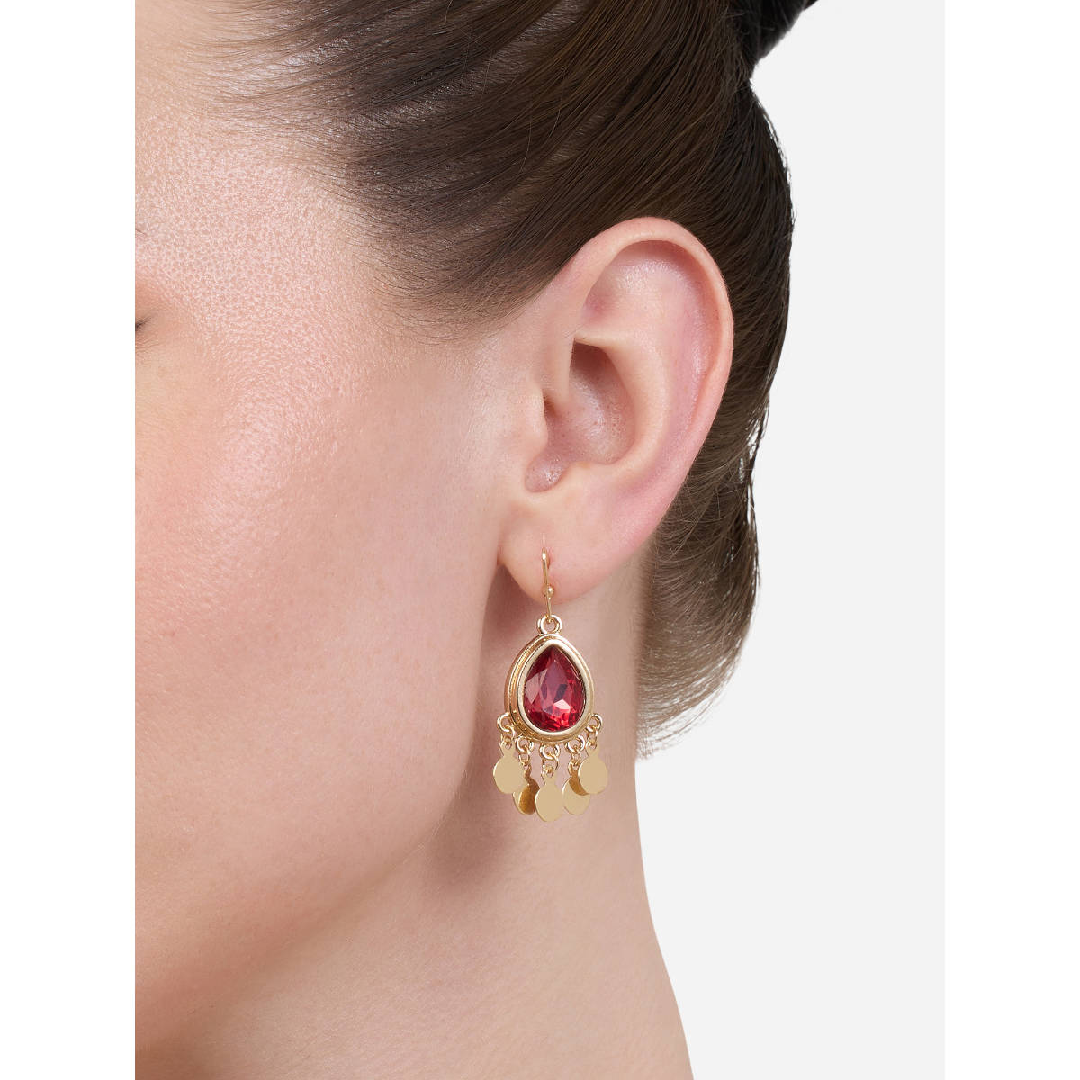 Zaveri Pearls Pink Teardrop Stone Embellished Contemporary Drop Earring-ZPFK21145