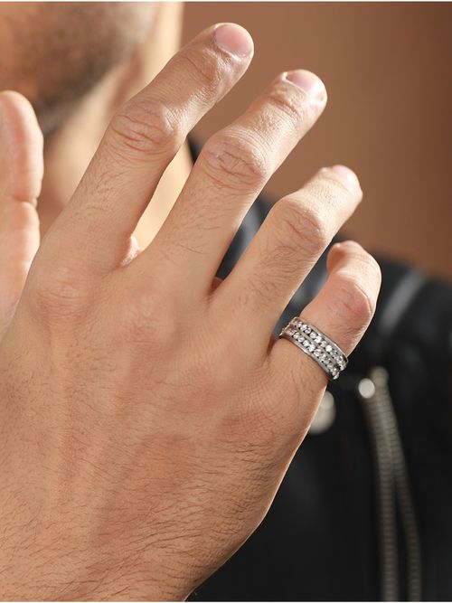 Mens Jewelry Edgy Silver Rings Punk Wedding Mens Finger White