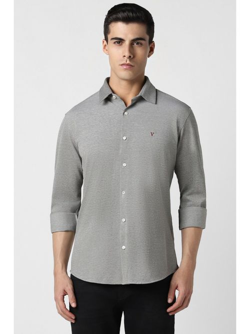 Buy Van Heusen Men Grey Solid Full Sleeves Casual Shirt Online