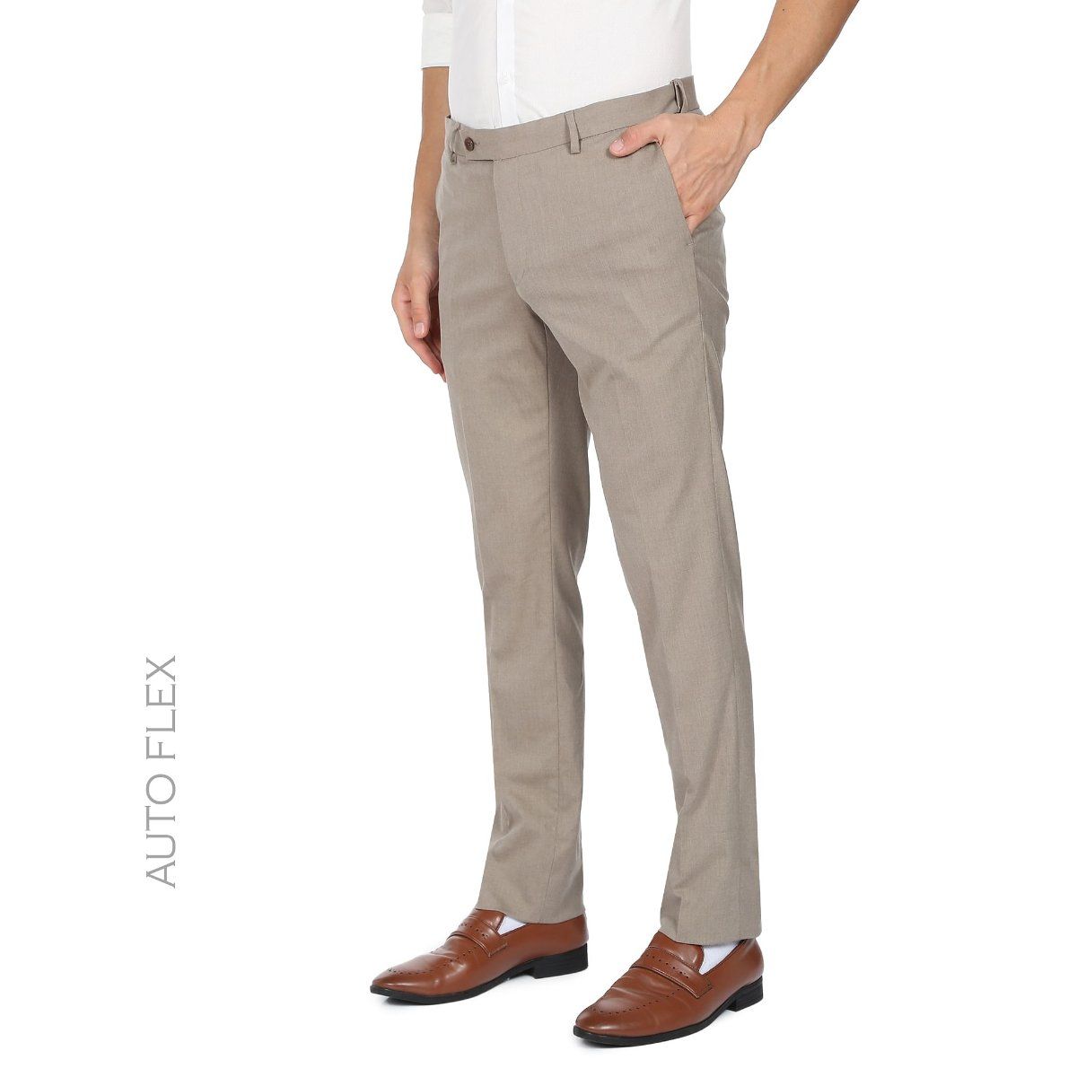 Buy Arrow Autoflex Dobby Textured Formal Trousers online