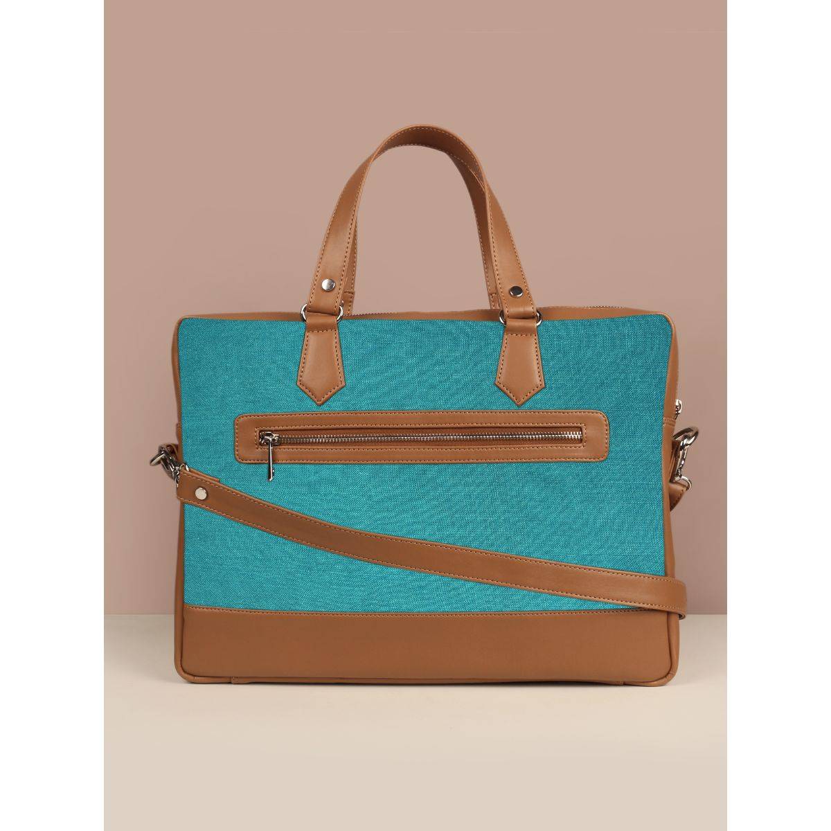The House Of Ganges Ross Soft Jute Laptop Bag - Turquoise (L)