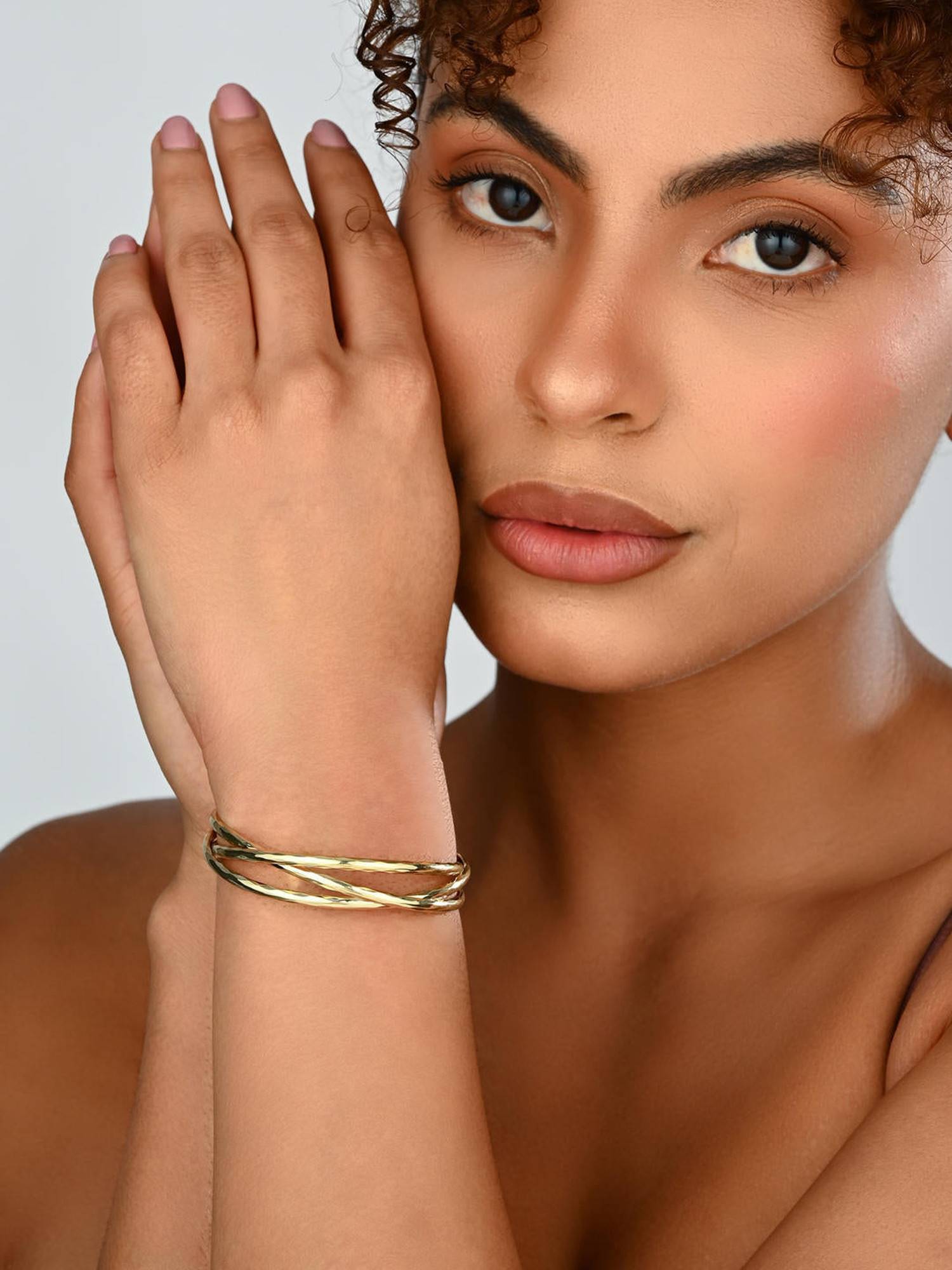 REENISAA Aurielle Dual Curve Gold Cuff Bracelet
